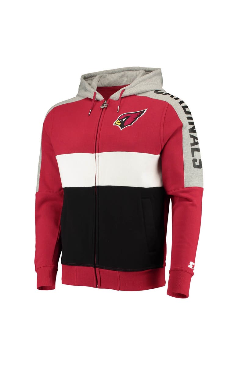 STARTER Men's Starter Cardinal/Black Arizona Cardinals Playoffs Color Block Full-Zip Hoodie, Alternate, color, Cardinal