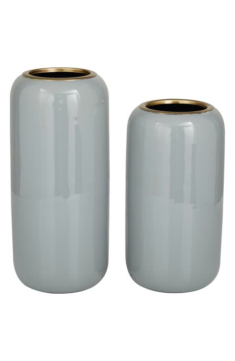 Gray 2-Piece Metal Vase