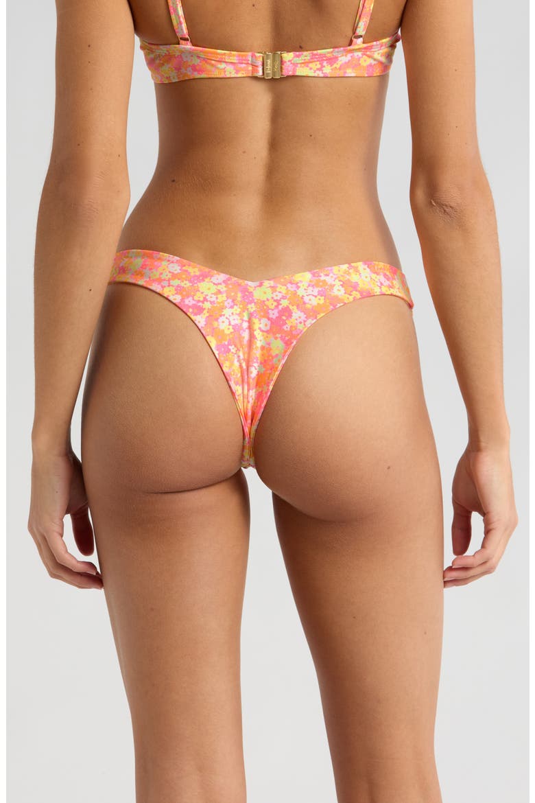 Retro Y Thong Bikini Bottoms, Alternate, color, MIMOSA MEADOWS