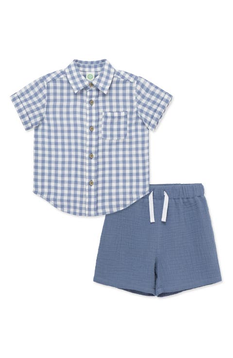 Gingham Cotton Button-Up Shirt & Shorts Set (Baby)