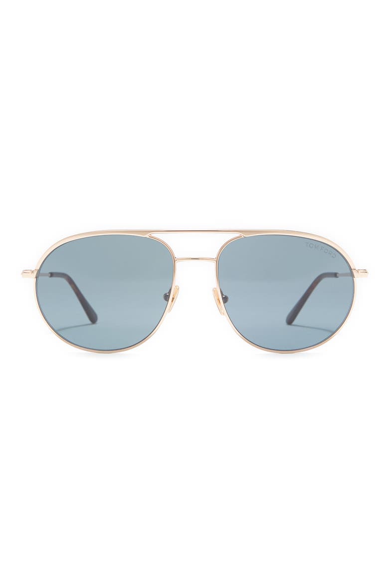 Gio 59mm Aviator Sunglasses, Main, color, SHINY ROSE GOLD / BLUE
