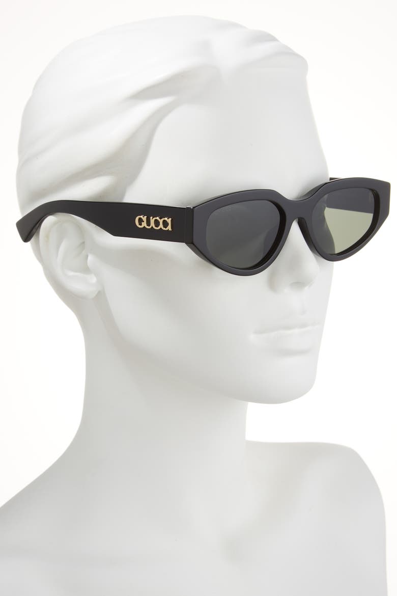 55mm Oval Sunglasses, Alternate, color, BLACK