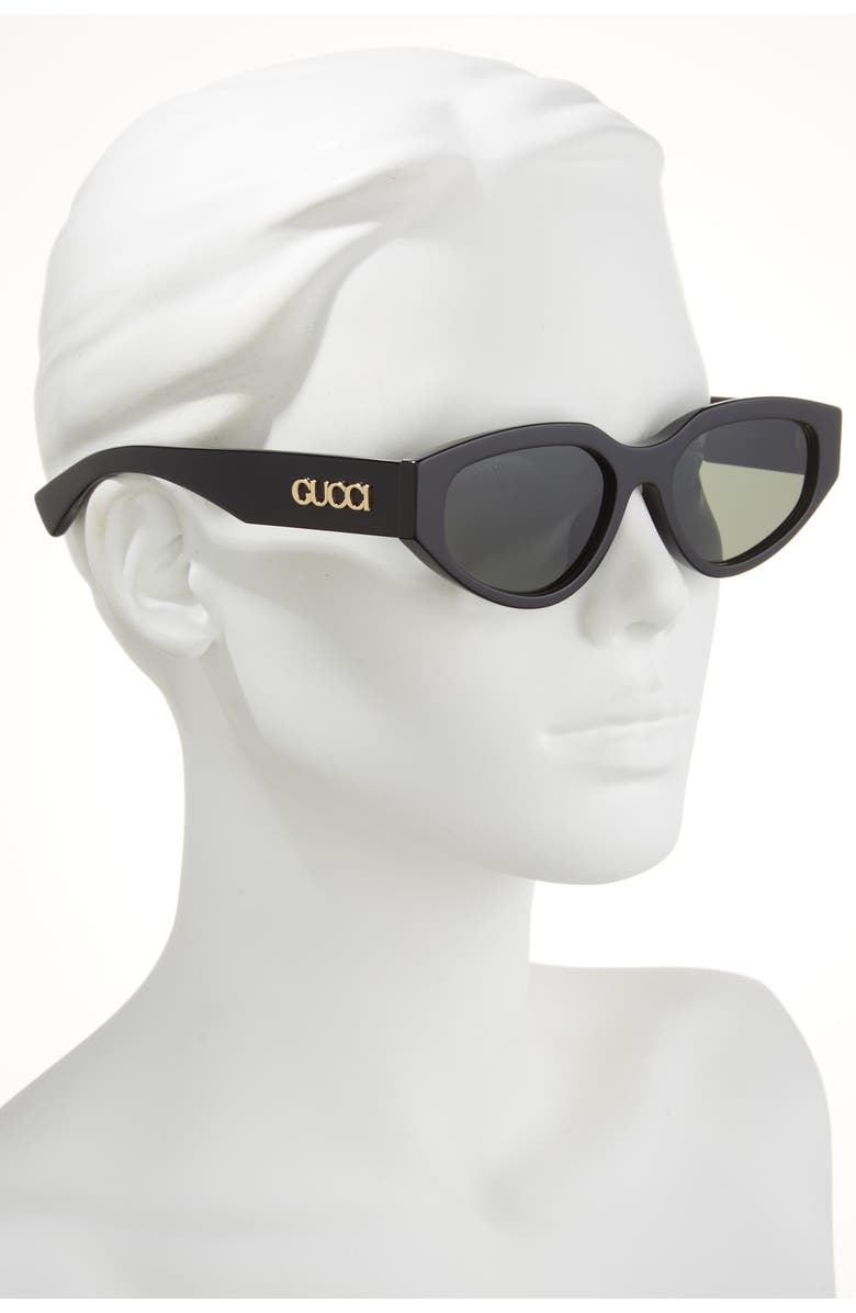 Gucci 55mm Oval Sunglasses, Alternate, color, Black