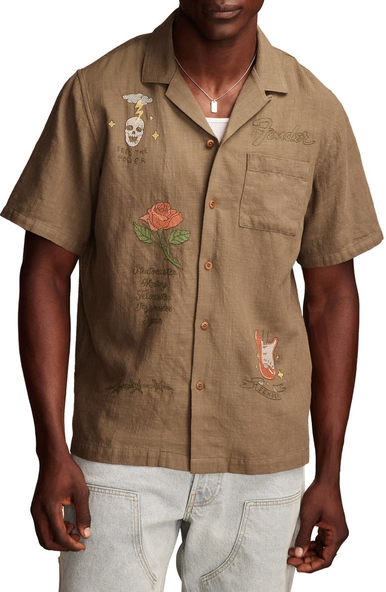 Lucky Brand Fender Club Short Sleeve Button-Up Shirt, Main, color, 
