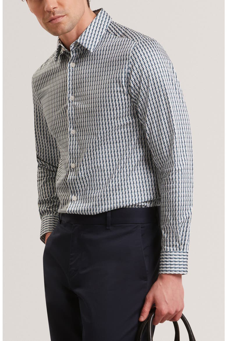 Firdawi Long Sleeve Slim Fit Button-Up Shirt, Main, color, NAVY