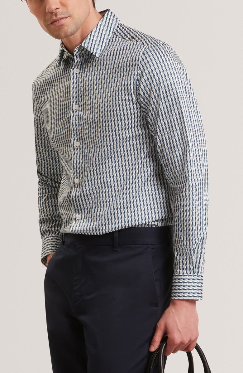 Ted Baker Firdawi Long Sleeve Slim Fit Button-Up Shirt, Main, color, Navy