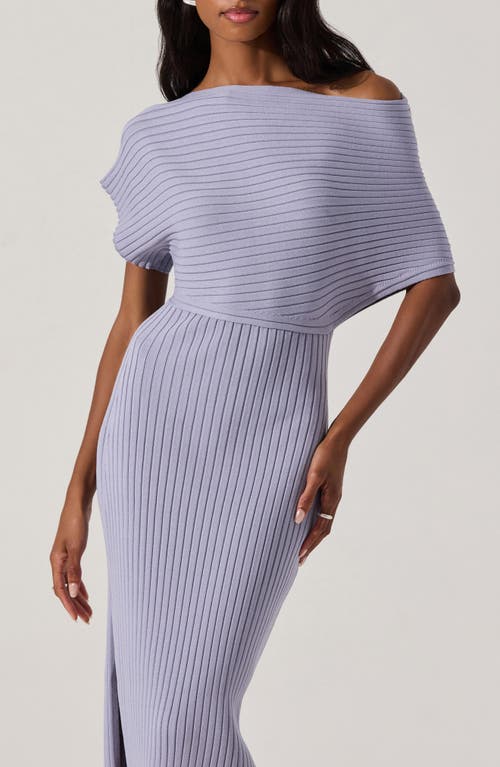 Astr The Label One-shoulder Wide Rib Sweater Dress In Periwinkle