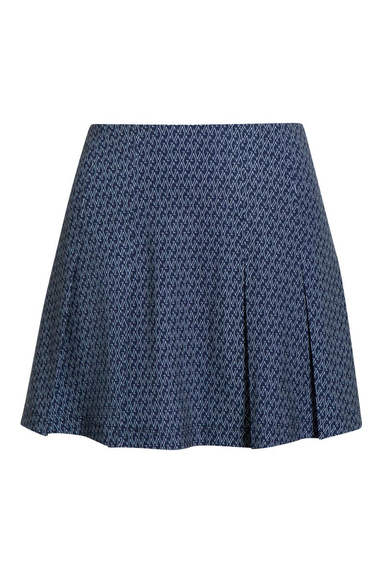 Ashe Print Pleated Performance Skirt, Alternate, color, MALTESE BLUE