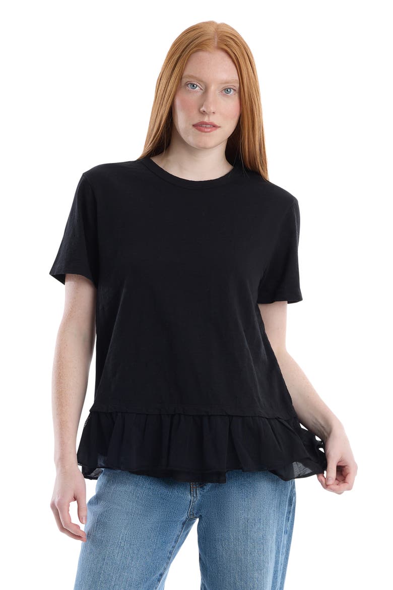 Short Sleeve Mixed Media Tee, Main, color, Black