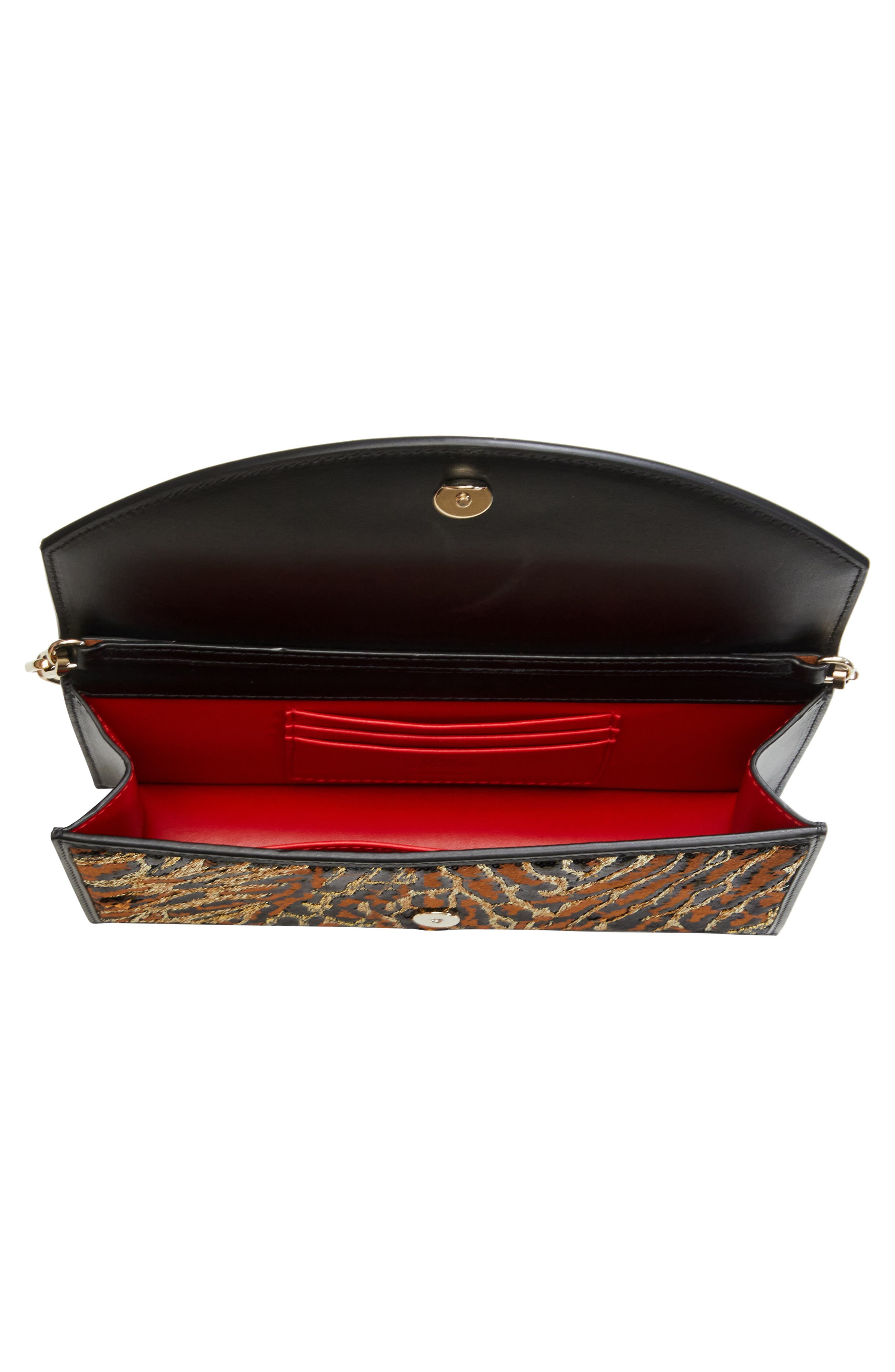 Christian Louboutin Loubi54 Sequin & Leather Clutch, Alternate, color, Black/ Multi/ Gold
