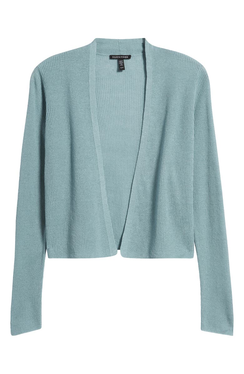 Eileen Fisher Ribbed Organic Linen & Cotton Cardigan, Alternate, color, Seafoam