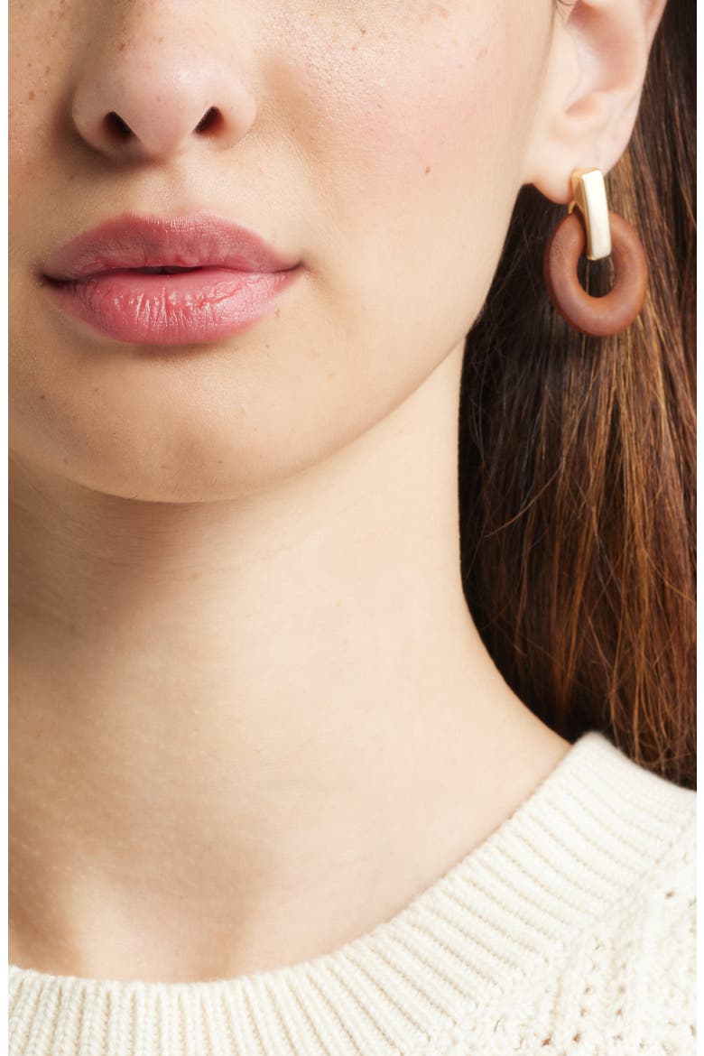 Wooden Door Knocker Drop Earrings, Alternate, color, BROWN- GOLD