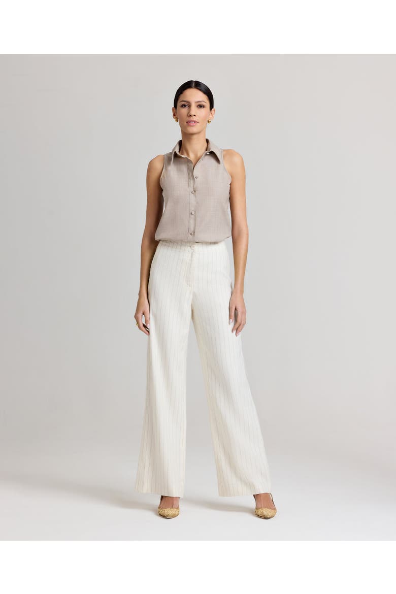 Diane Sleeveless Wool Shirt, Alternate, color, Taupe