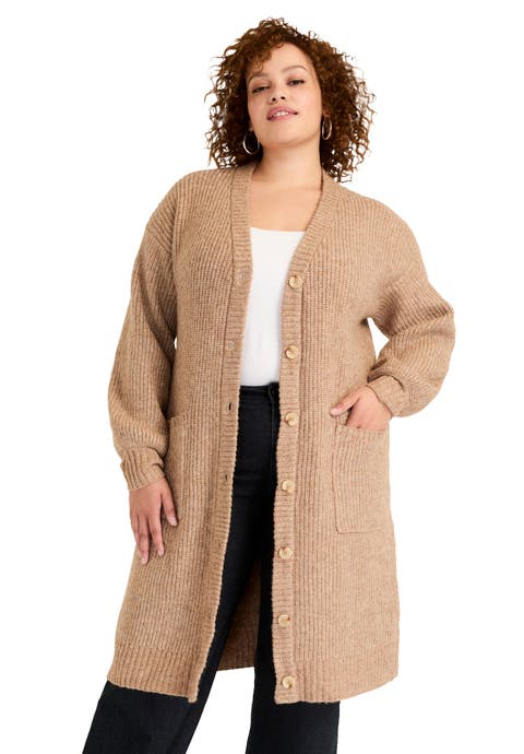 Midi-Length Button-Down Cardigan