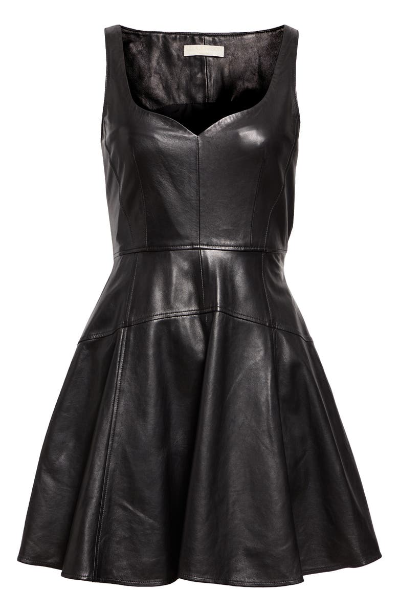 Ulla Johnson Thais Sleeveless Leather Minidress, Alternate, color, Noir