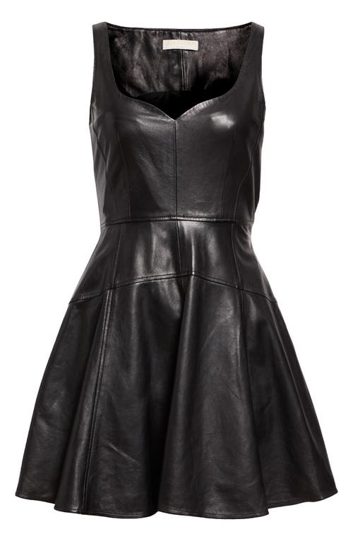 Shop Ulla Johnson Thais Sleeveless Leather Minidress In Noir