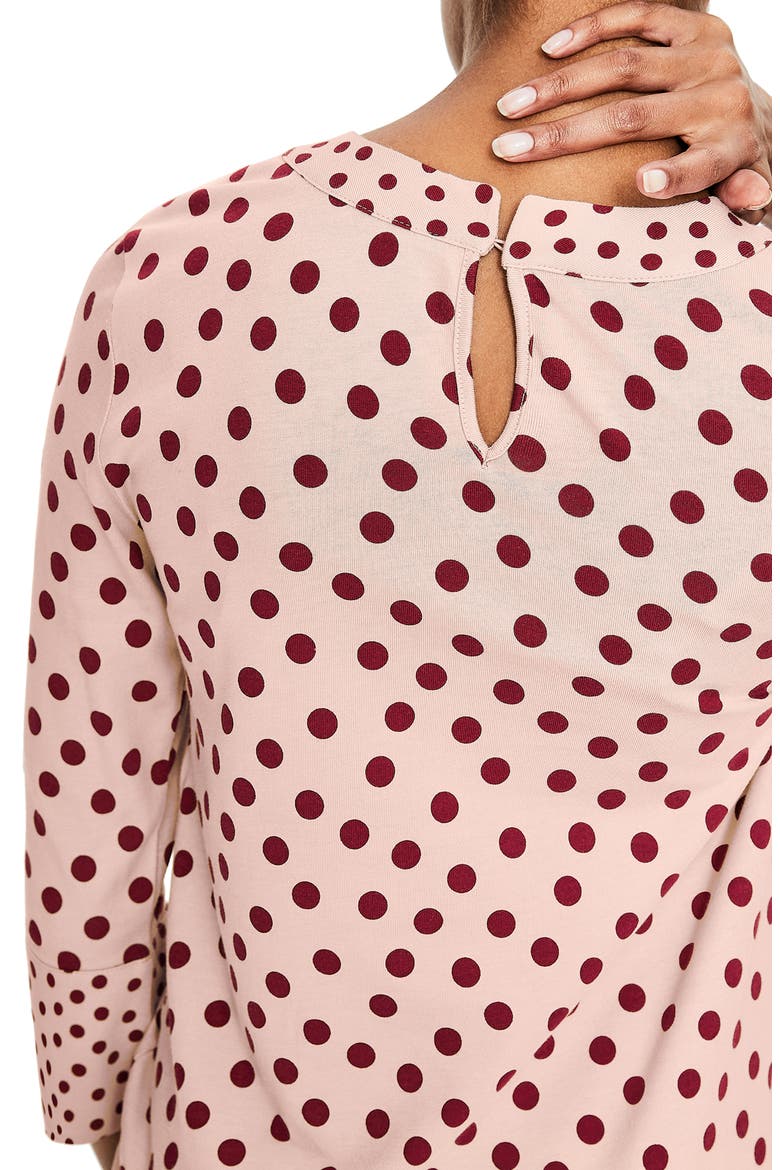 Althea High Neck Flare Cuff Top, Alternate, color, MILKSHAKE DOTTY