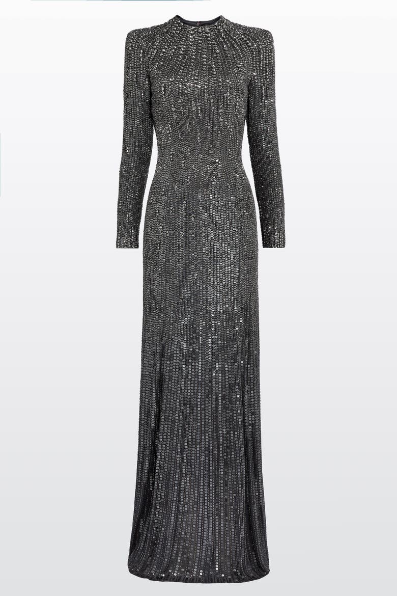 Rory Embellished Mock-Neck Maxi Dress, Main, color, Shadow Grey