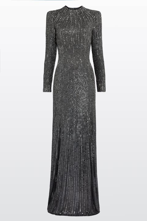 Rory Embellished Mock-neck Maxi Dress