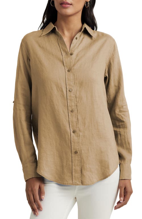 Shop Ralph Lauren Lauren Relaxed Linen Button-up Shirt In Birch Tan