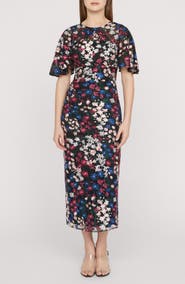 JS Collections Ursala Embroidered Flutter Sleeve Gown