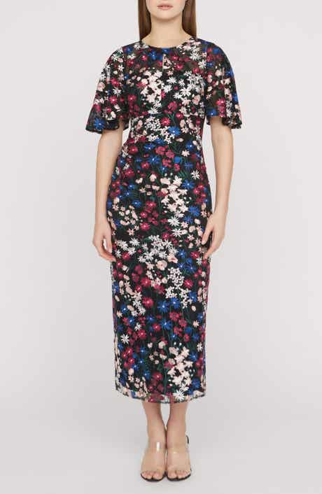JS Collections Ursala Embroidered Flutter Sleeve Gown