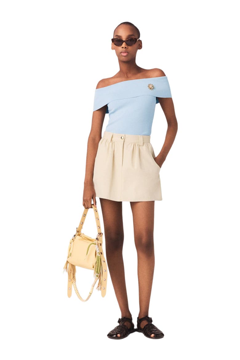 Cotton skort, Main, color, Ecru