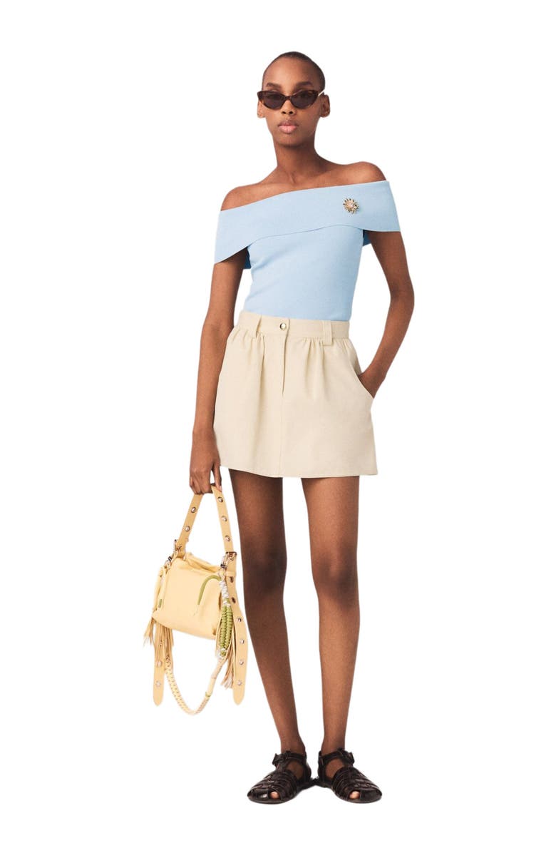 maje Cotton skort, Main, color, Ecru