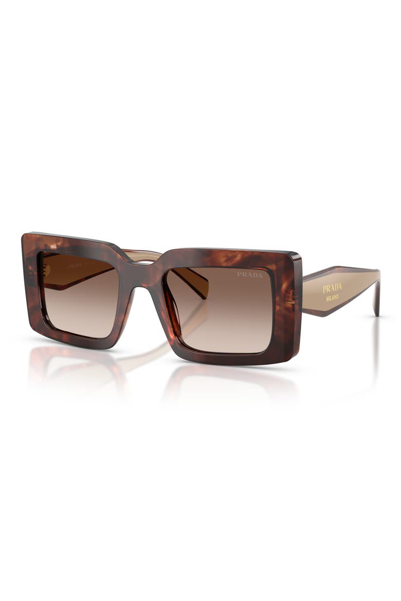52mm Rectangular Sunglasses, Alternate, color, CARAMEL TORTOISE / BROWN