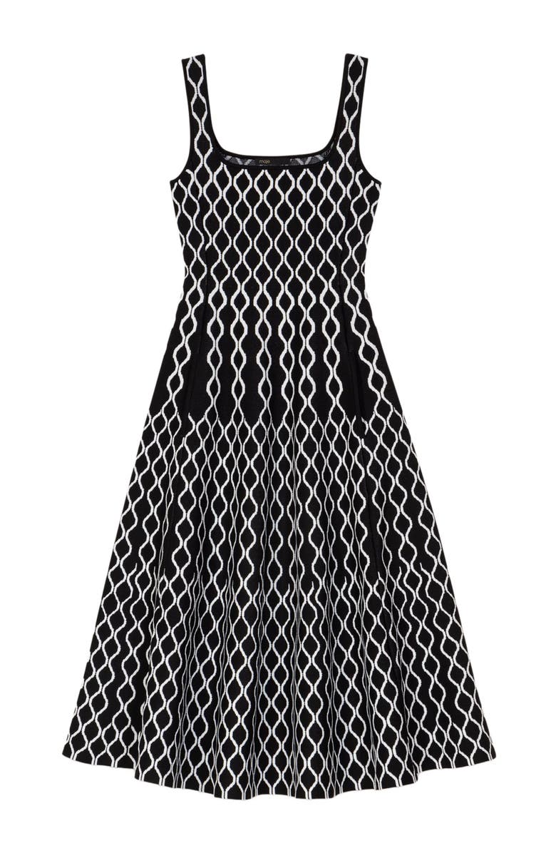 maje Jacquard knit midi dress, Alternate, color, Black / White