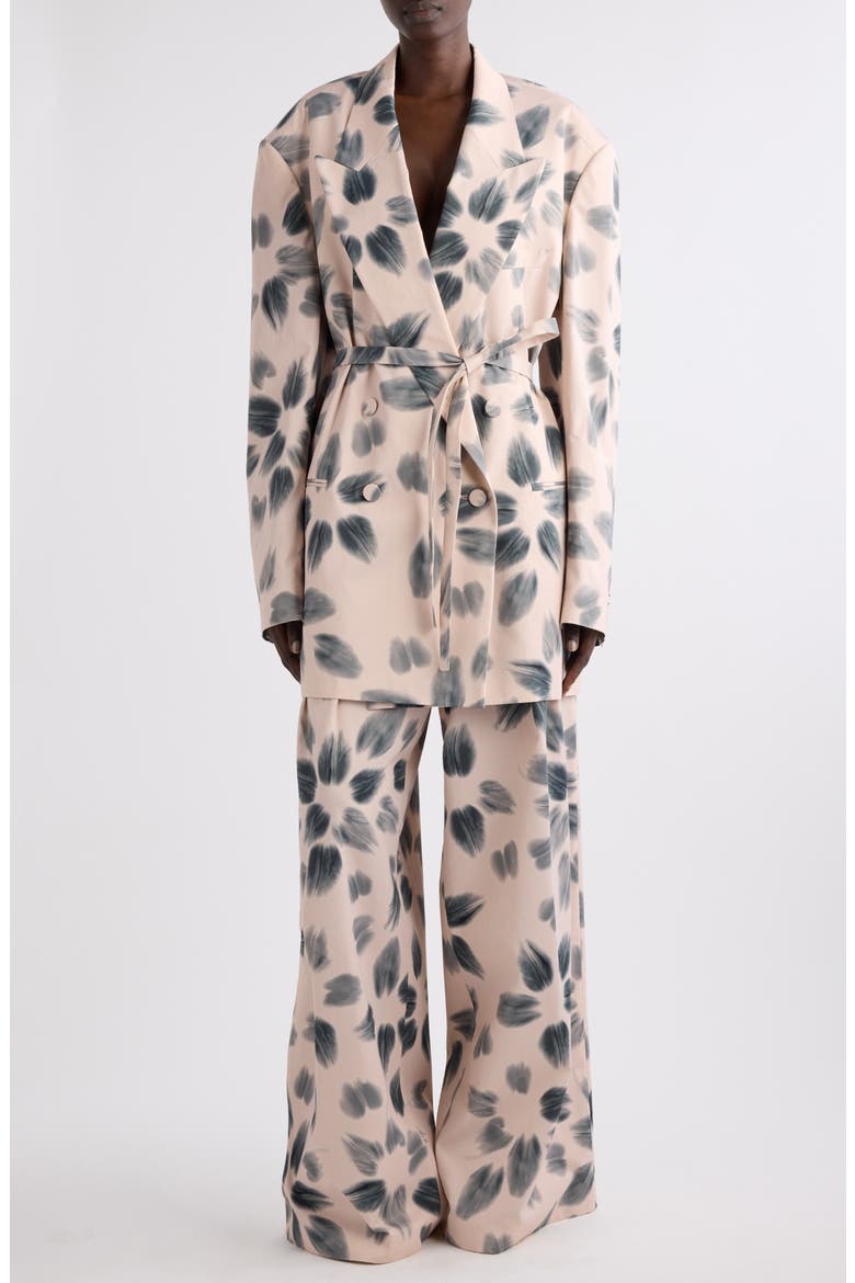 Pamplona Floral Pleated Wide Leg Pants, Alternate, color, BLUSH