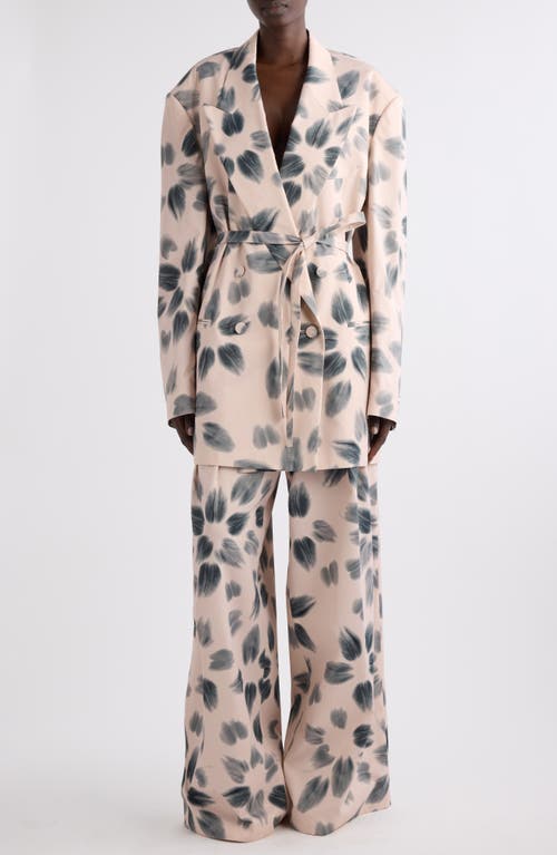 Dries Van Noten Blessy Floral Print Belted Double Breasted Blazer