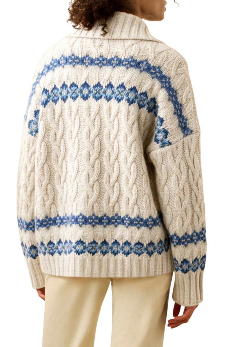 Faherty Highland Fair Isle Wool Blend Cardigan, Alternate, color, Lakeside Fairisle Snow