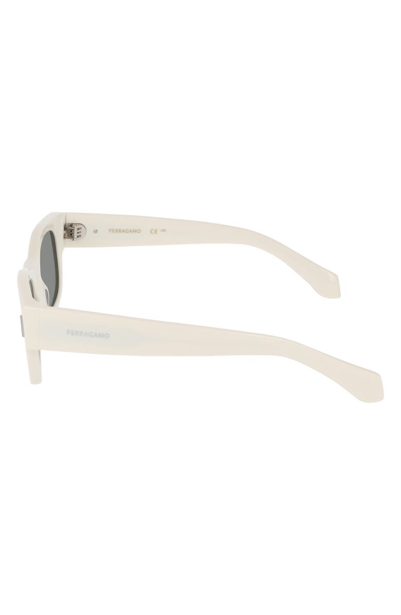 FERRAGAMO 51mm Modified Rectangular Sunglasses, Alternate, color, Ivory