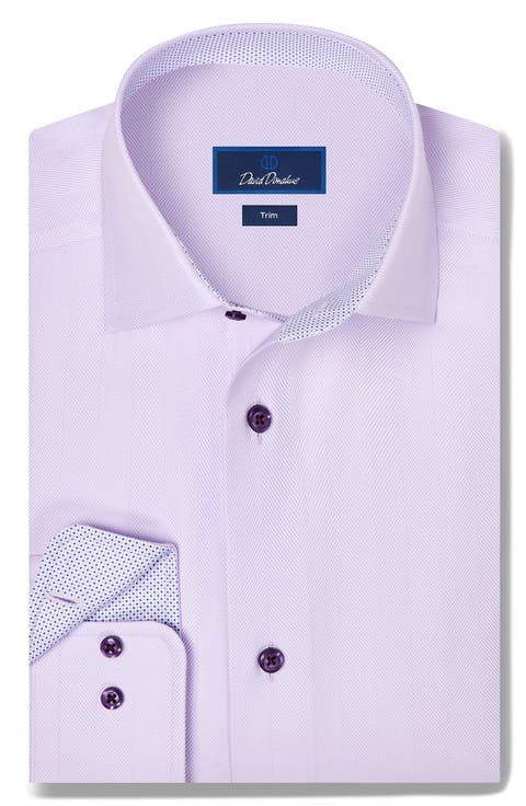 Trim Fit Herringbone Cotton Dress Shirt