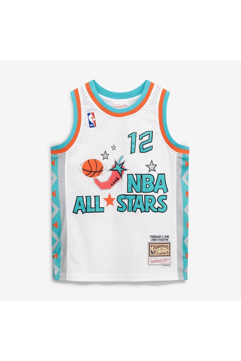 Youth Mitchell & Ness John Stockton White 1996 NBA All-Star Game Hardwood Classics Swingman Jersey, Alternate, color, White