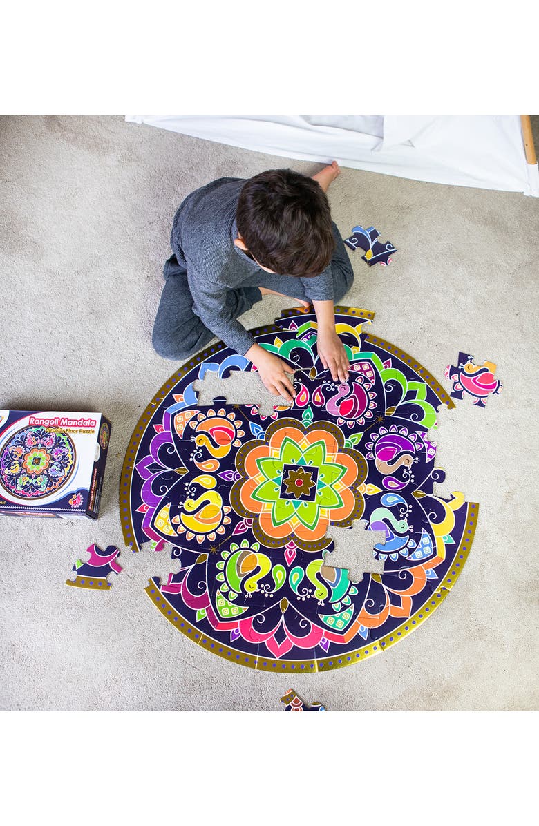 KULTURE KHAZANA Rangoli Mandala Circular 48-Piece Floor Puzzle, Alternate, color,