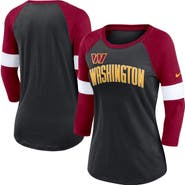 Nike Women's Nike Washington Commanders Heathered Black/Heathered Burgundy Football Pride Slub 3/4 Raglan Sleeve T-Shirt