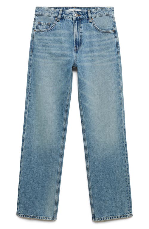Mango High Waist Straight Leg Jeans In Medium Blue