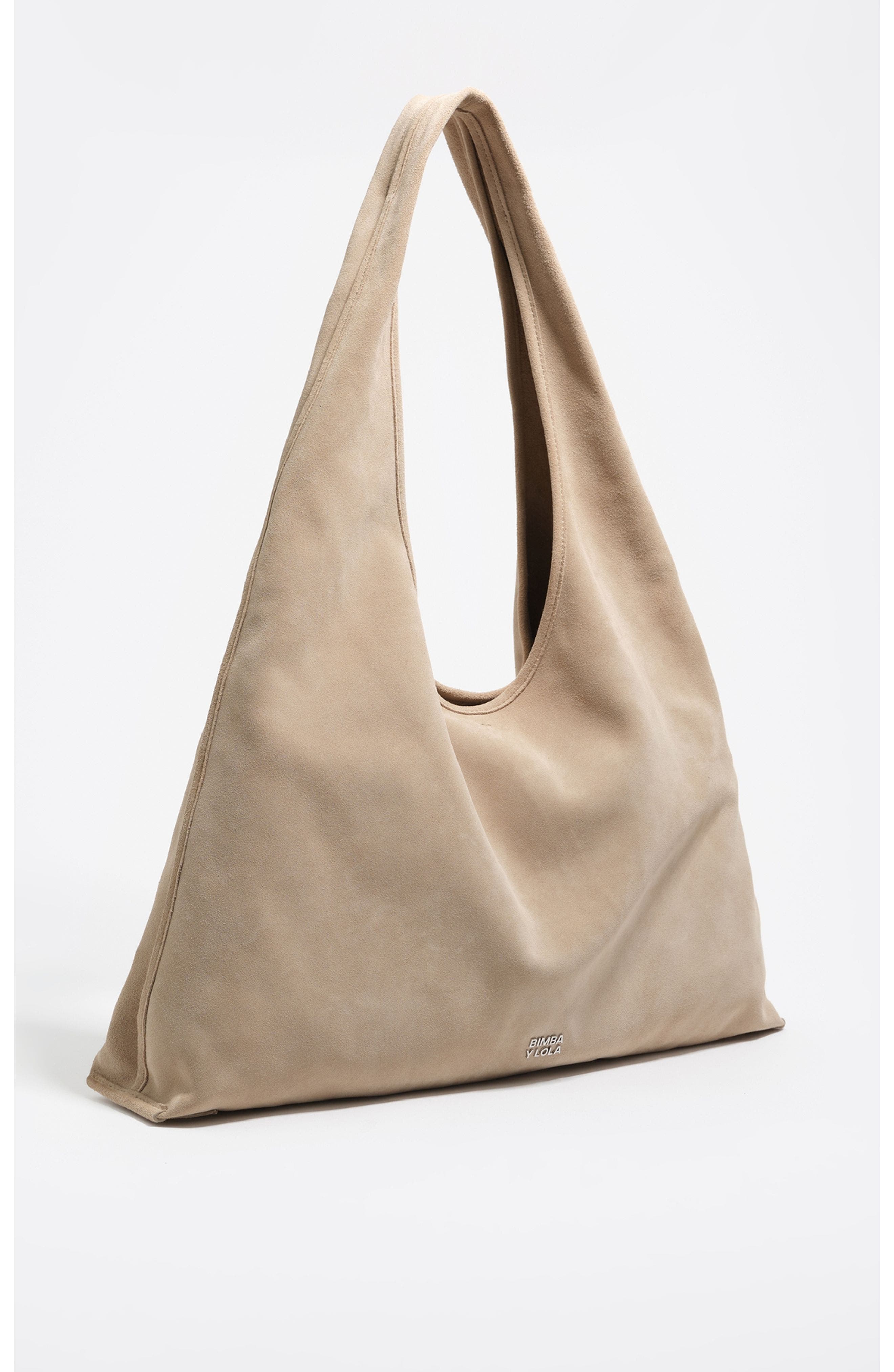 Bimba y Lola Leather Bikini Paper Bag, Main, color, Sand