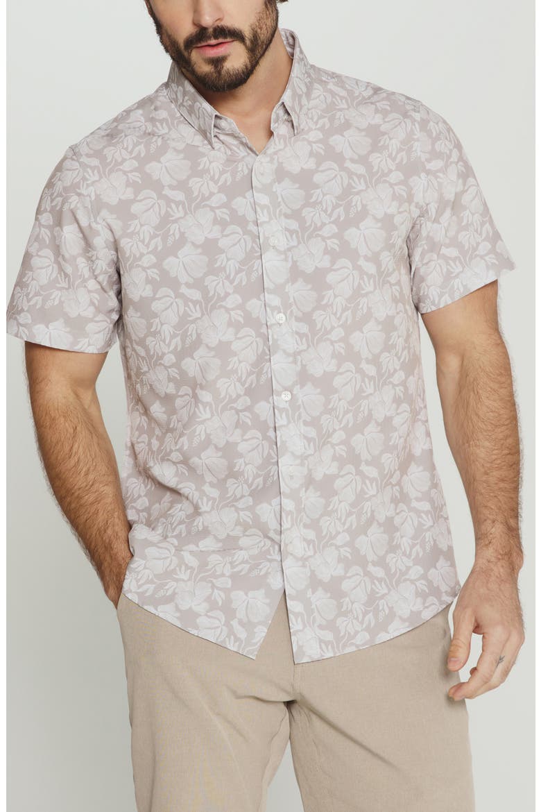 Lucien Floral Short Sleeve Button-Up Shirt, Main, color, TAUPE