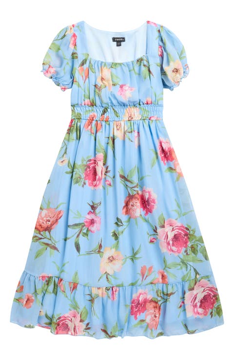 Kids' Floral Puff Sleeve Dress (Big Kid)