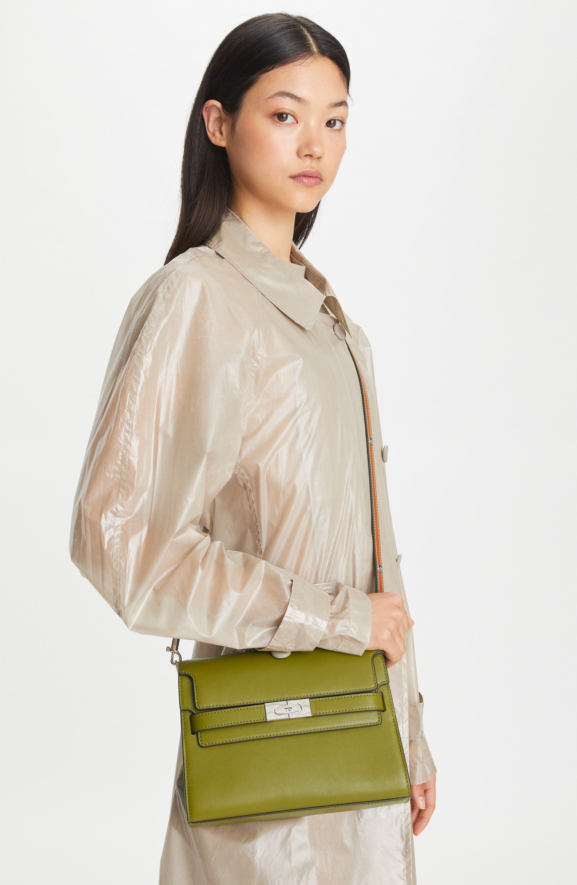 Tory Burch Lee Radziwill Leather Shoulder Bag, Alternate, color, 