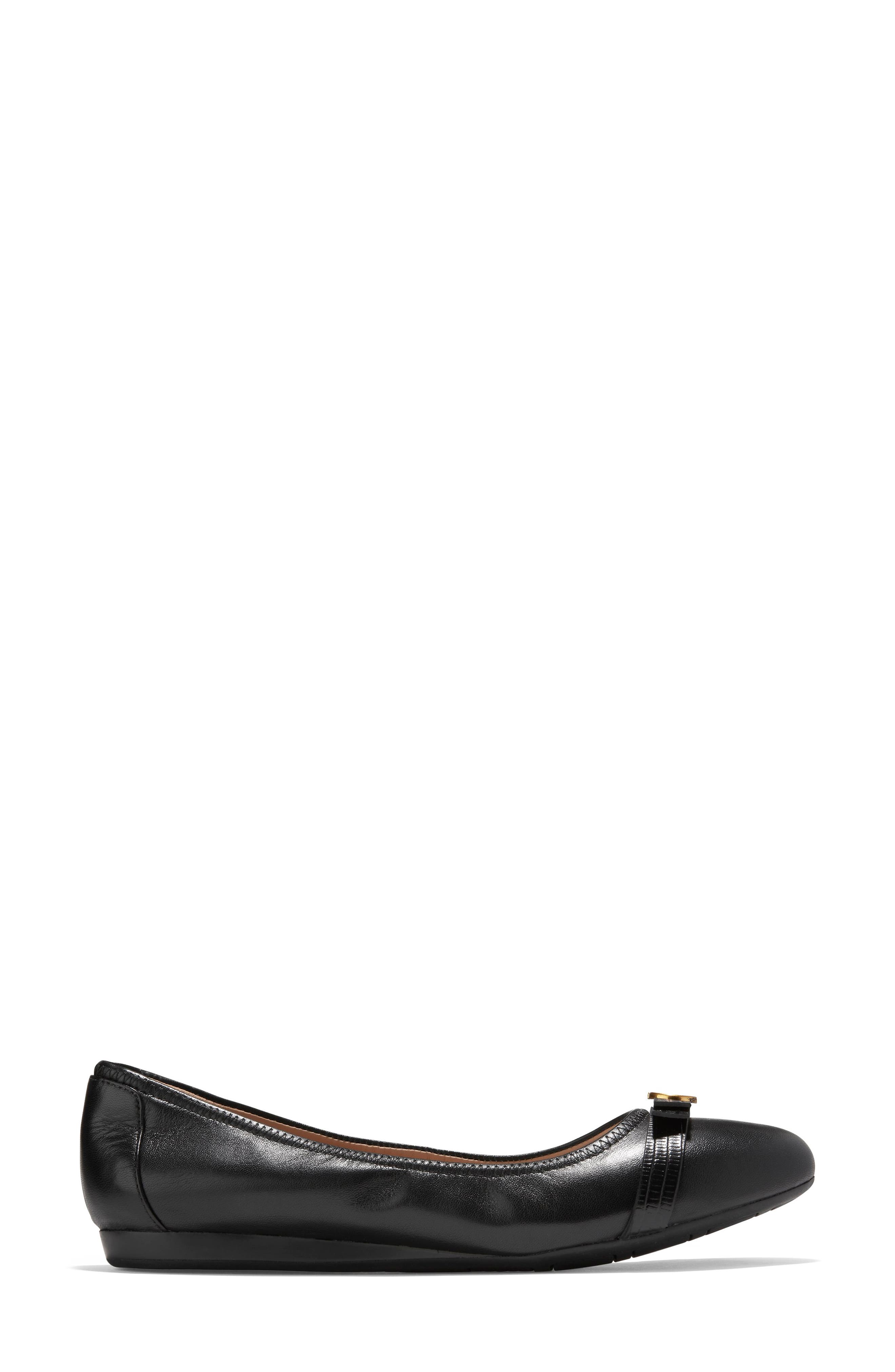 Cole Haan Tova Bow Ballet Flat, Alternate, color, Black Shee