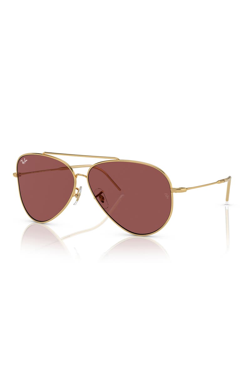Aviator Reverse 59mm Pilot Sunglasses, Main, color, DARK VIOLET