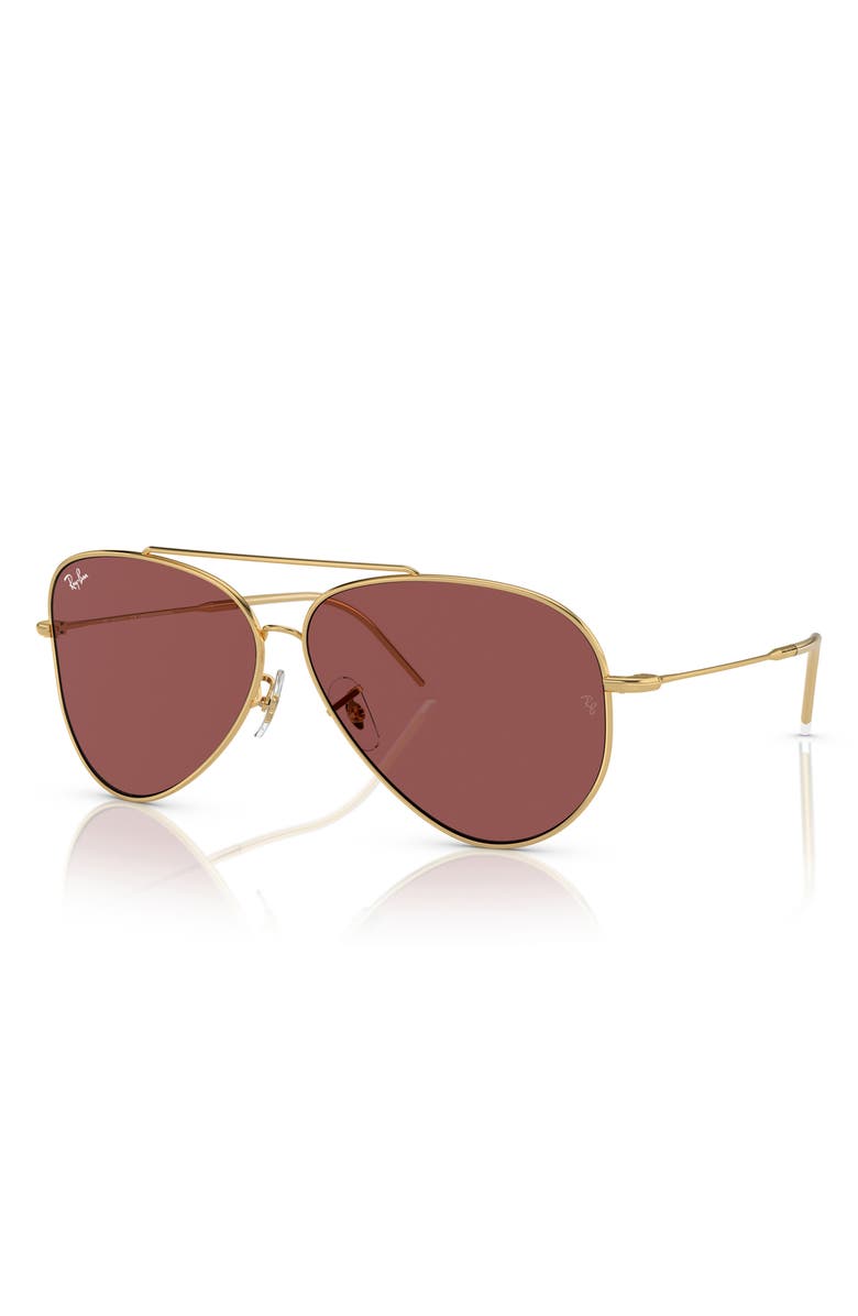 Ray-Ban Aviator Reverse 59mm Pilot Sunglasses, Main, color, Dark Violet