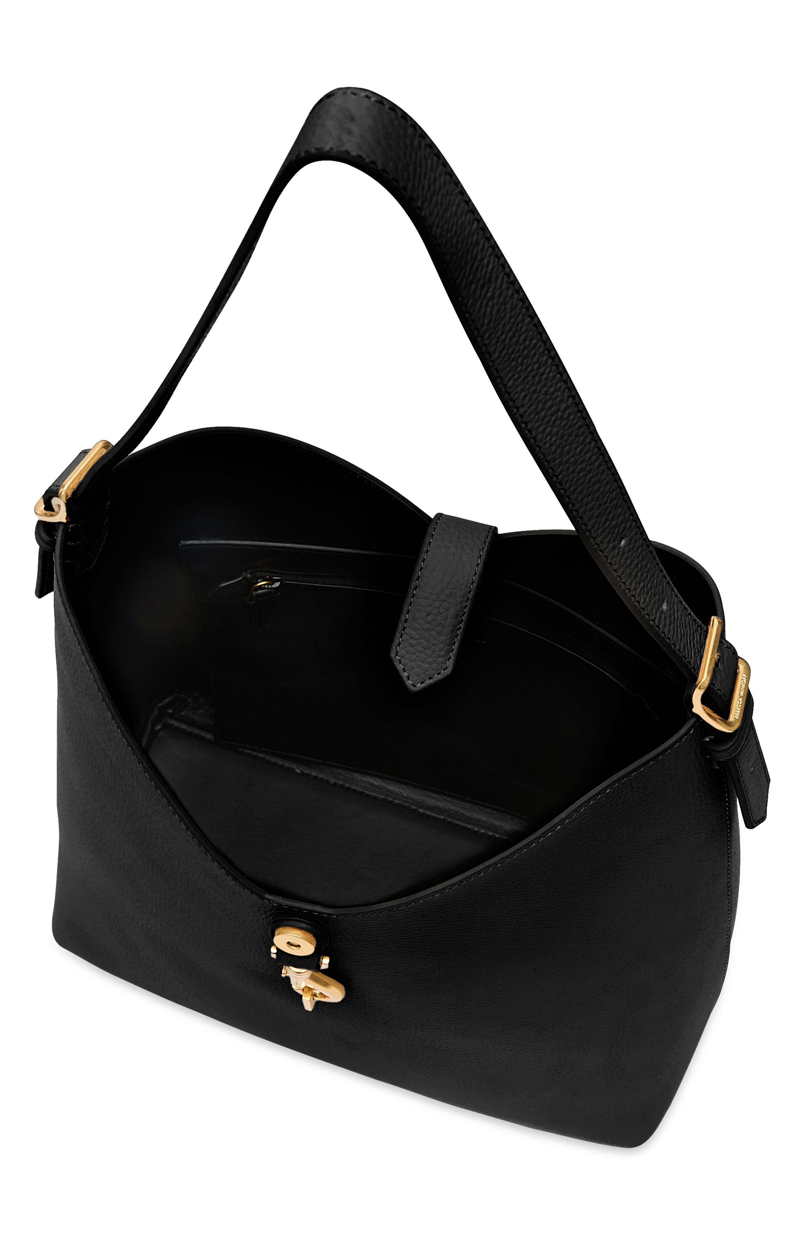 Rebecca Minkoff Mini Megan Leather Hobo Bag, Alternate, color, Black