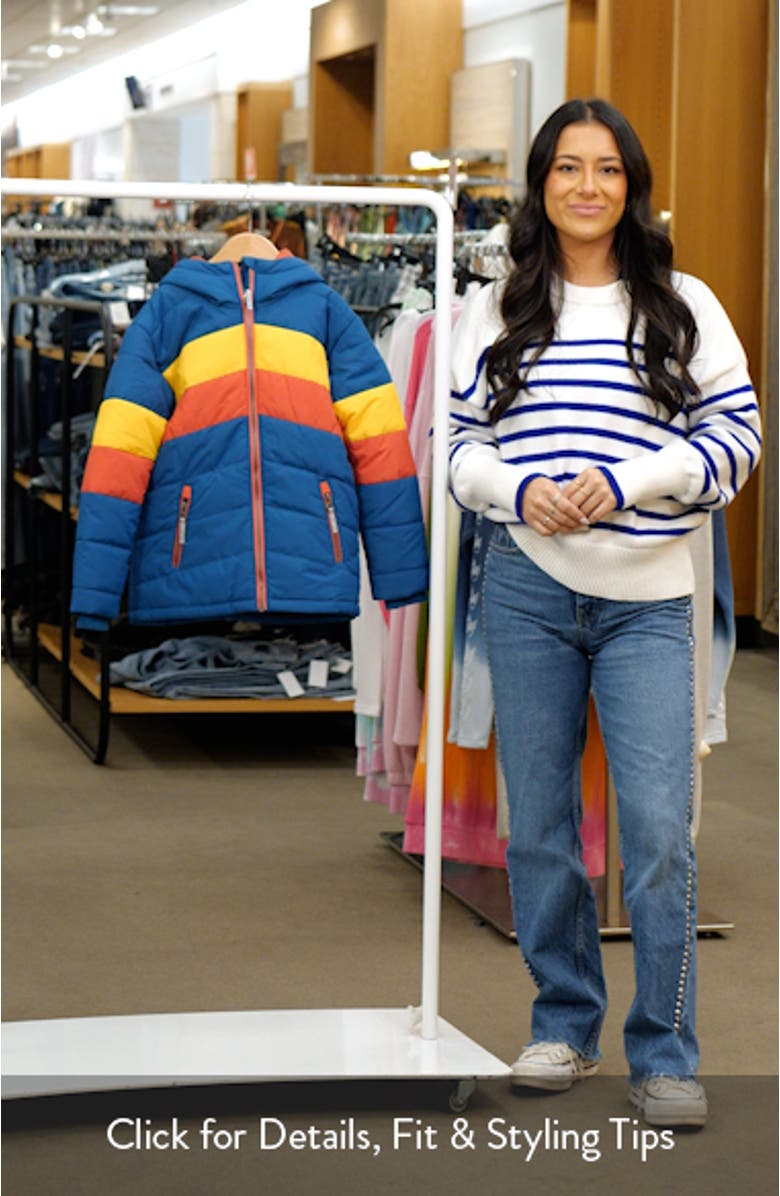 Kids' Colorblock Quilted Hooded Jacket, sales video thumbnail