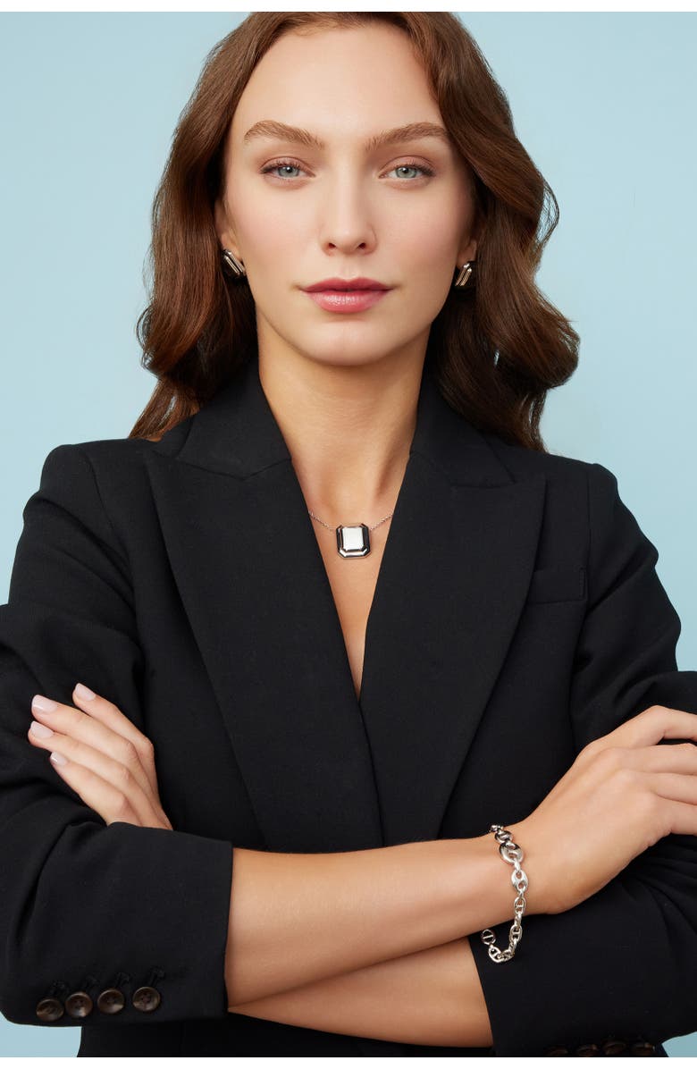 Oradina Sterling Silver Cufflink Pendant Necklace, Alternate, color, Silver