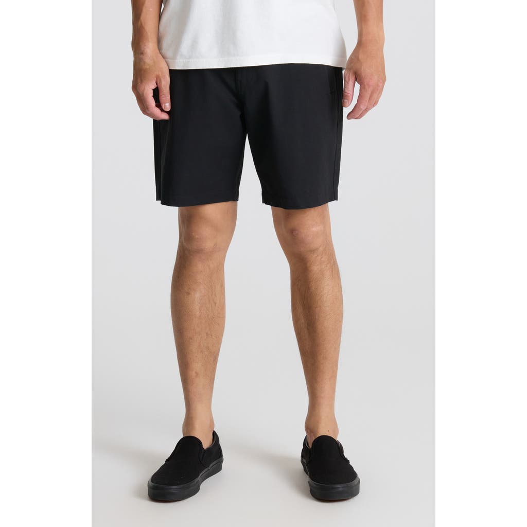 Roark Hytide Flat Front Hybrid Performance Shorts In Black